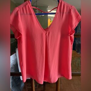 Career Women's Coral V-Neck Top